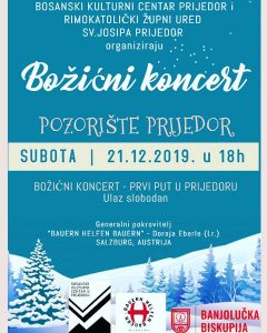U subotu prvi Božićni koncert u Prijedoru