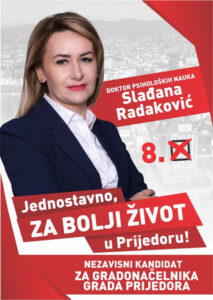 Motivacioni govor doktora psiholoških nauka Slađane Radaković za građane Prijedora pred izbore za gradonačelnika 12. decembra