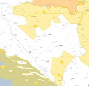 Petak – 3. februar: Žuti meteoalarm za područje Prijedora